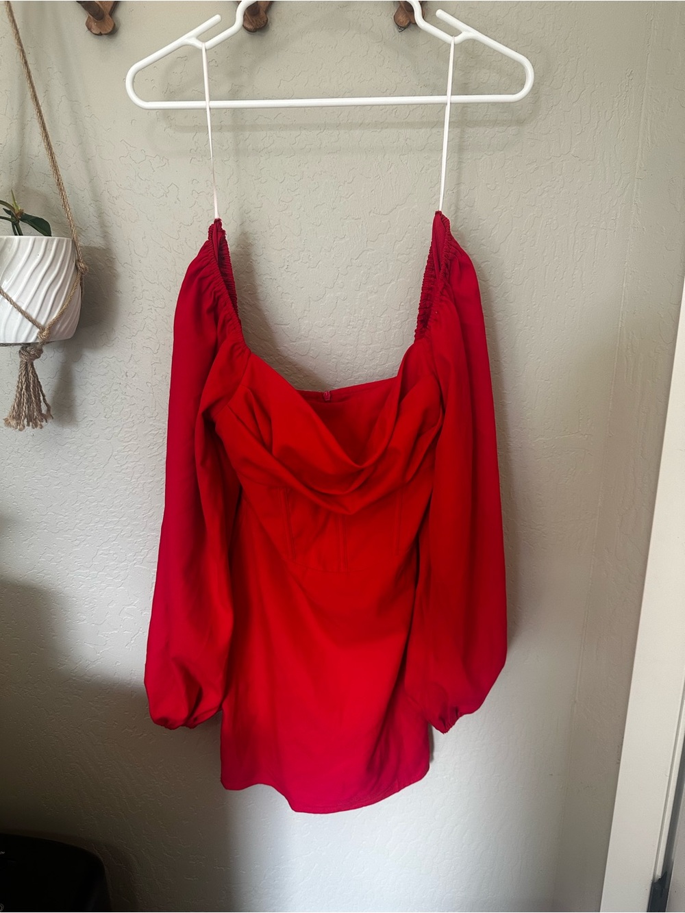 Princess Polly Red Off-Shoulder Long Sleeve Tunic